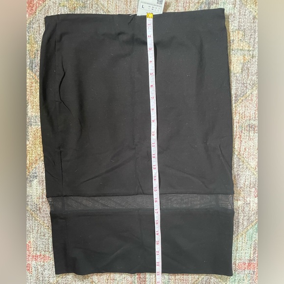 Zara Black Pull On Stretchable Pencil Cut Mesh Detail Bodycon Skirt Size L NWT - Picture 5 of 5